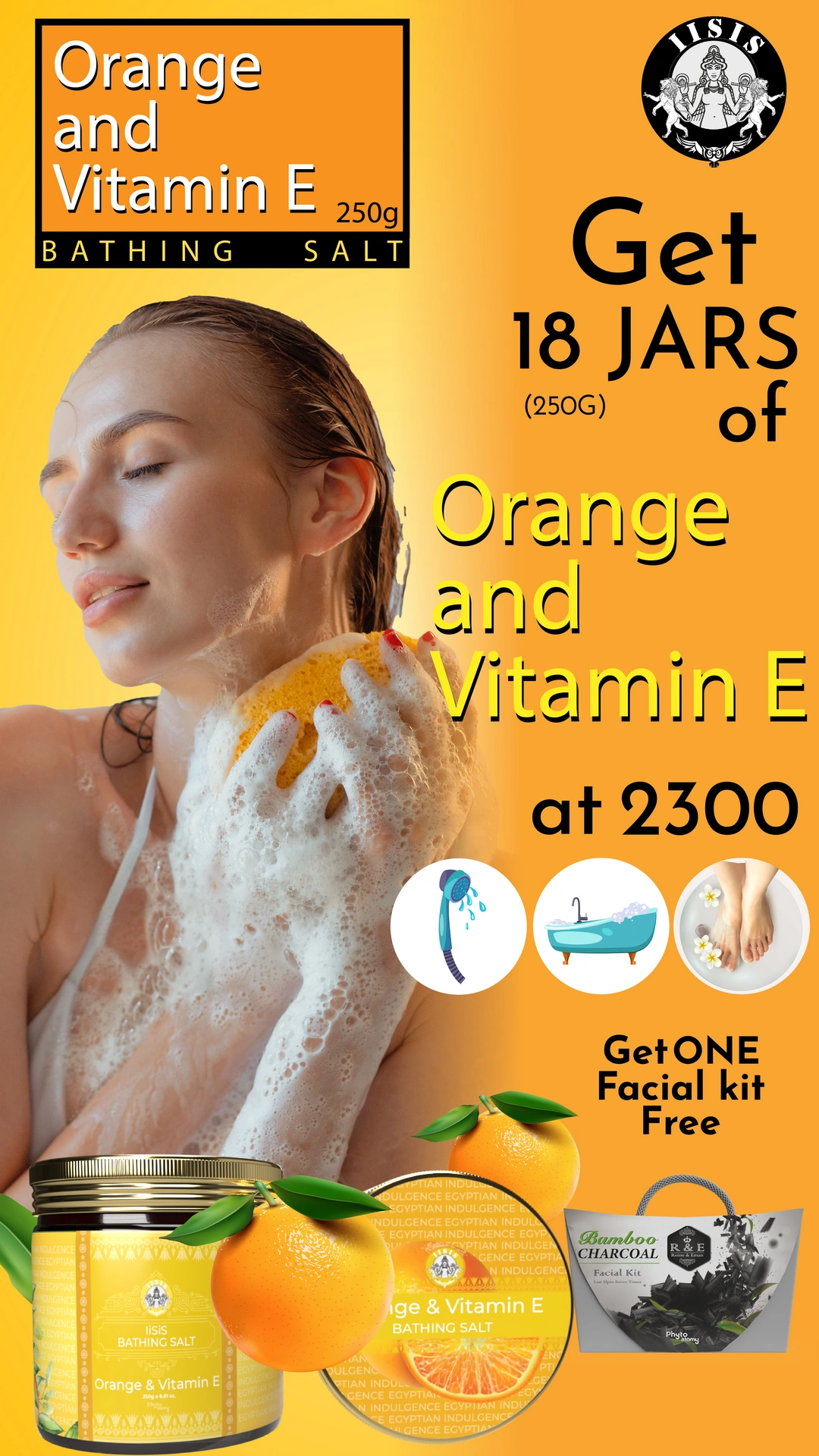 RBV B2B Orange & Vitamin E Bath Salt (250g) -18 Pcs.
